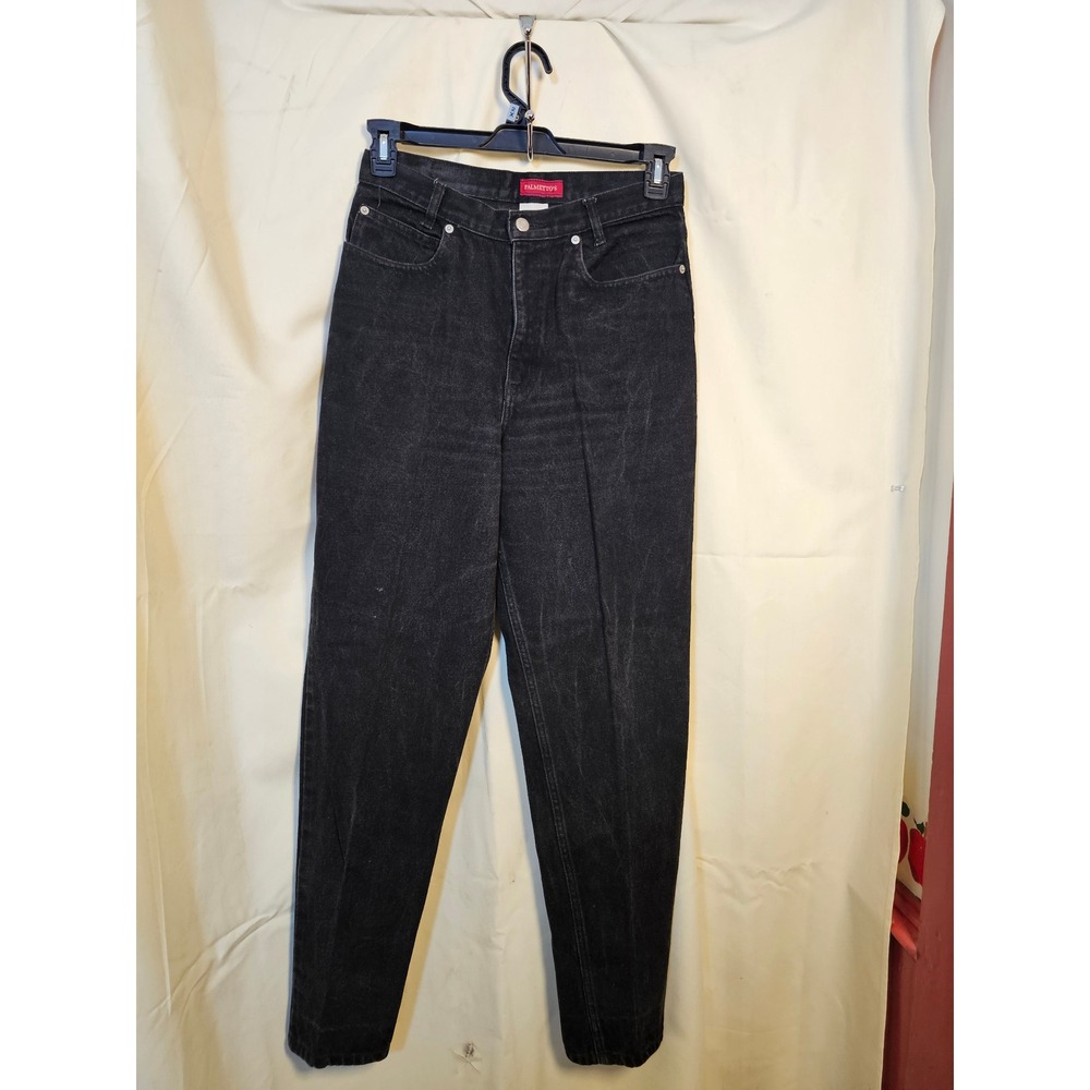 Vintage Palmetto's High Waisted Mom Jeans Black Denim Tapered Leg 11 Average